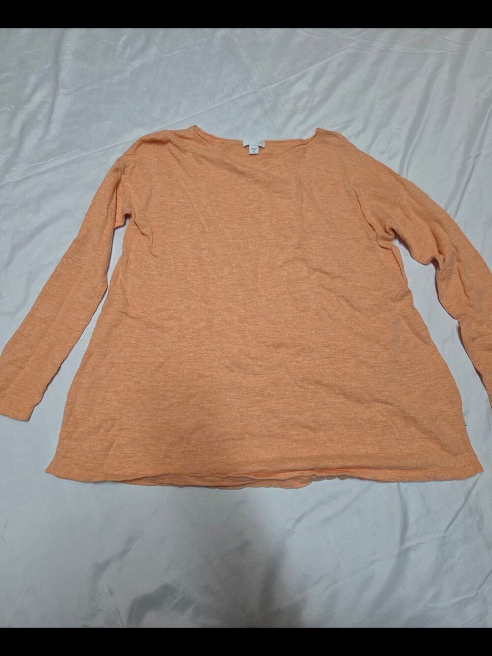 J. Jill Peach Long-Sleeve Lightweight Crew Neck Top